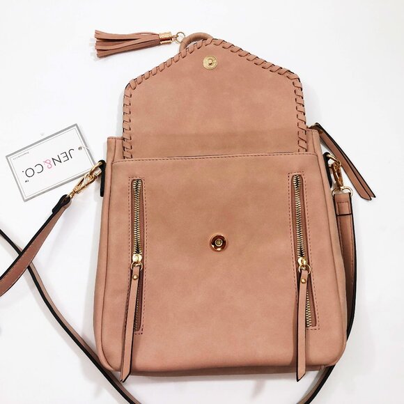 NWT Jen & Co. Layla Mauve Faux Suede Cross Body Bag 10.5x11x3 inches - Picture 4 of 7